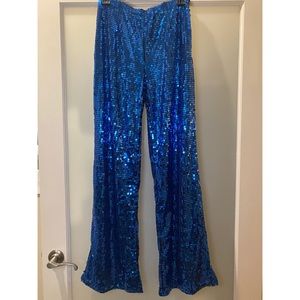 Sparkly blue sequin flare pants